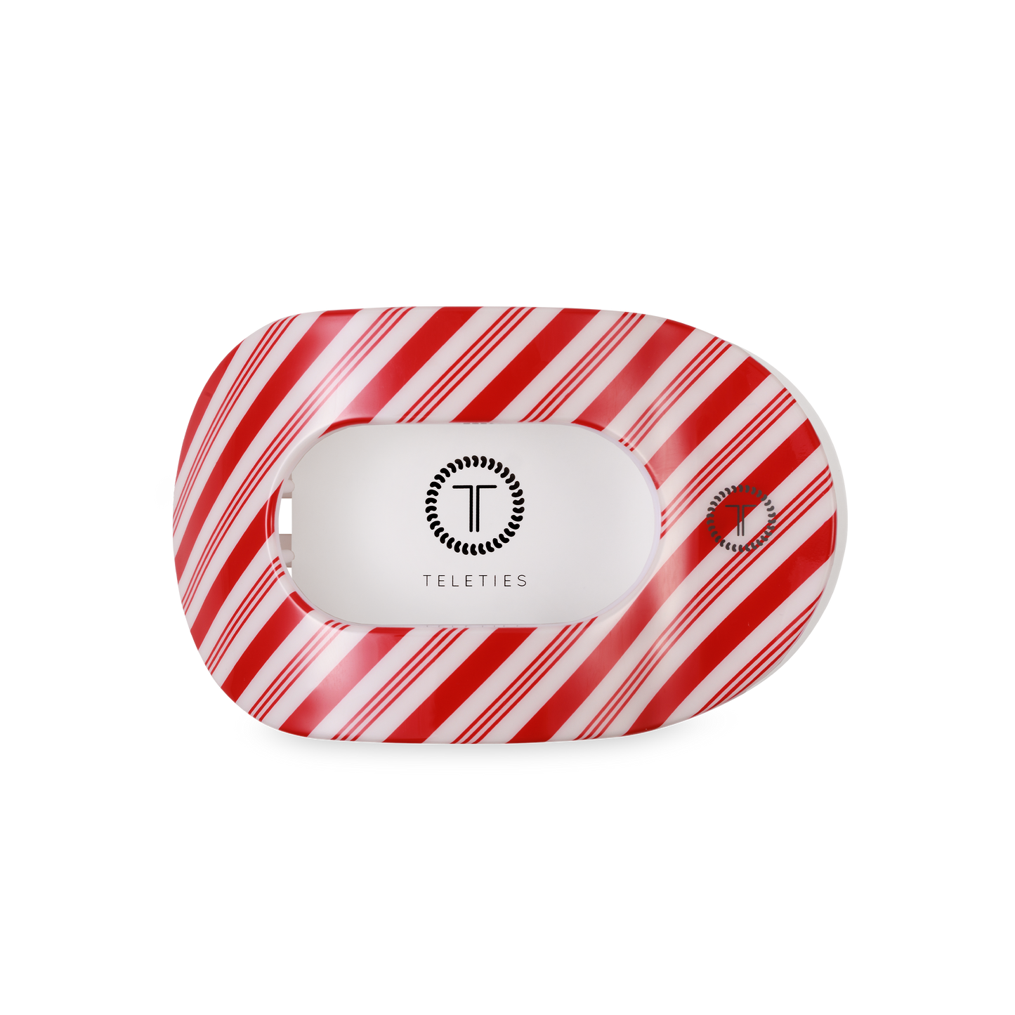 TELETIES - Flat Round Hair Clip | Medium | Candy Cane Crush