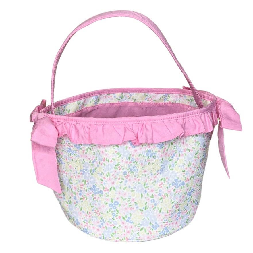 Love That Cotton - Gingham/Seersucker Bucket Bag - Easter Basket  with Egg Embroidery