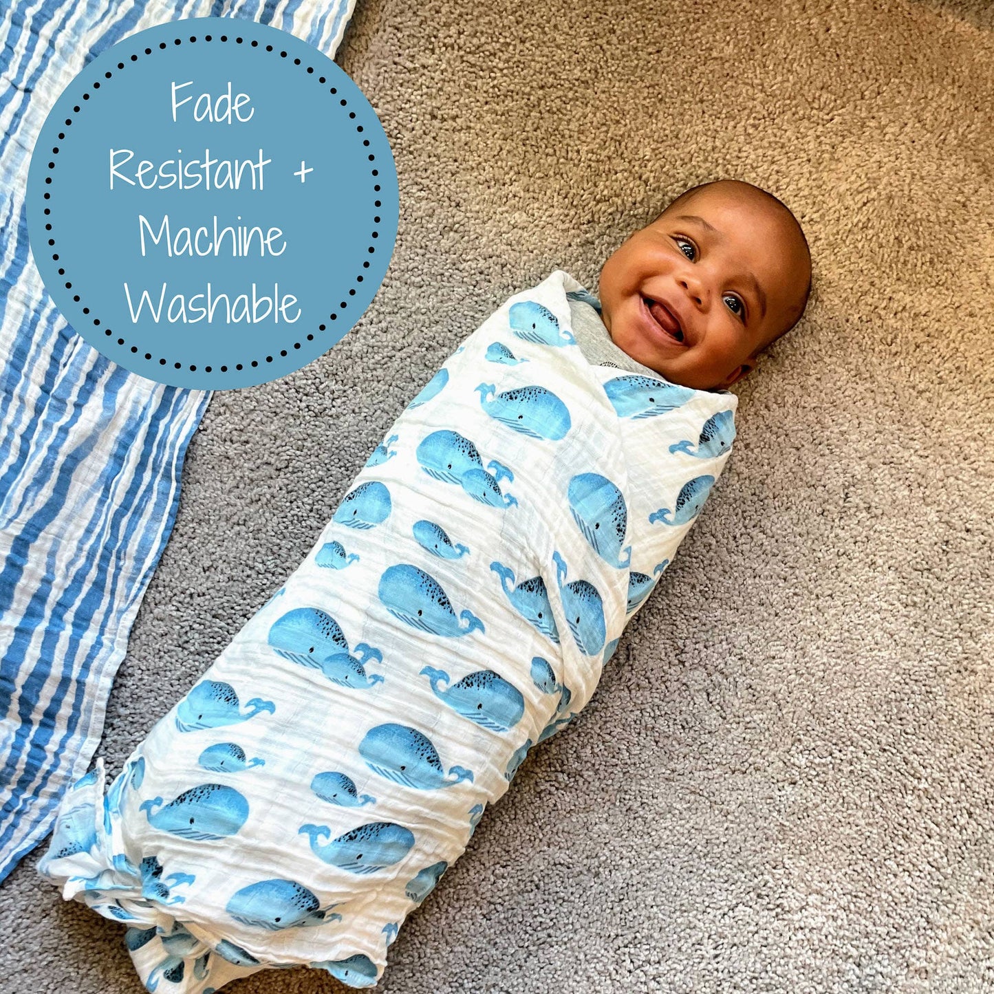 LollyBanks - Whale, Whale, Whale Baby Muslin Swaddle Blanket
