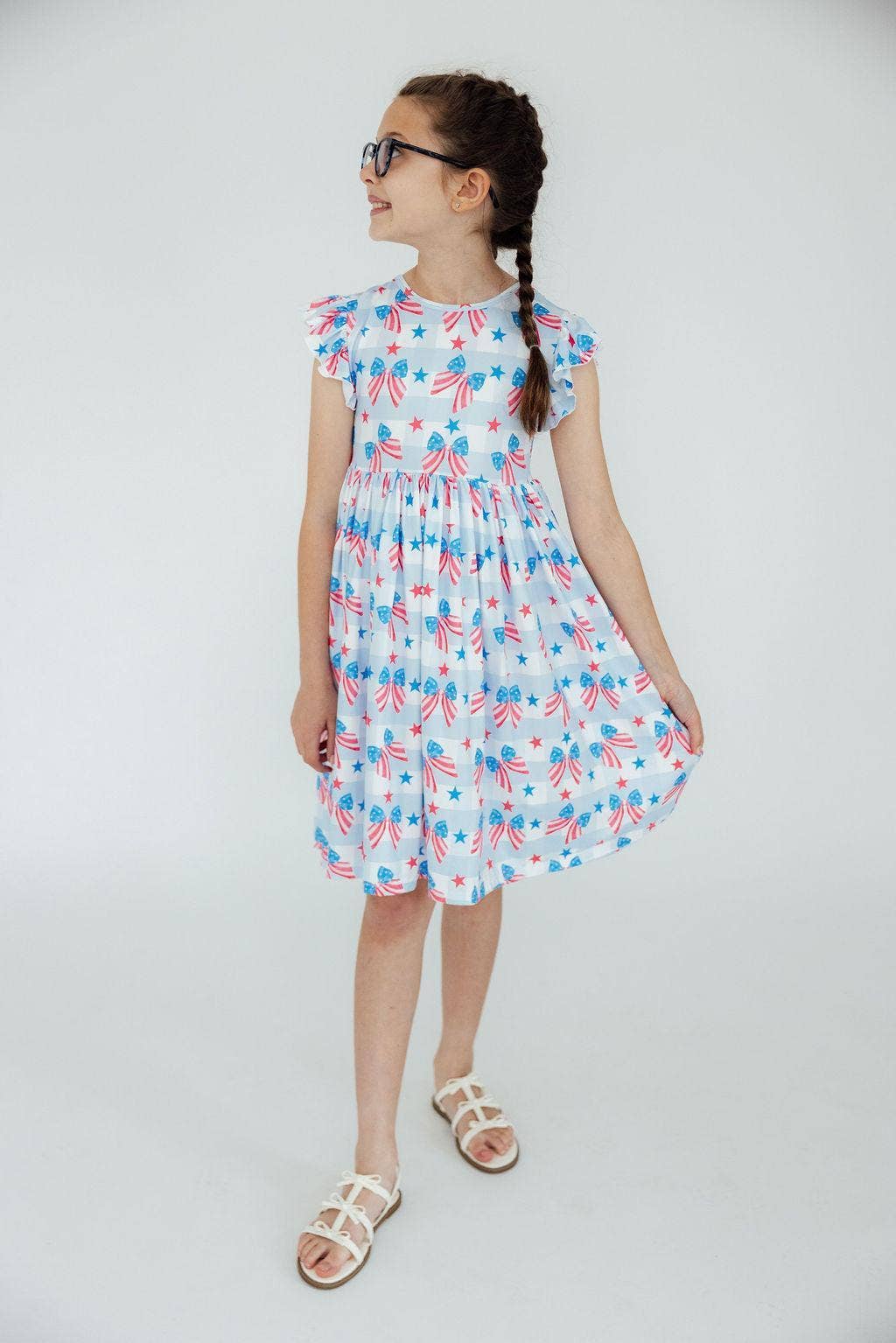 Mila & Rose - Red, White & Bows Flutter Sleeve Twirl Dress