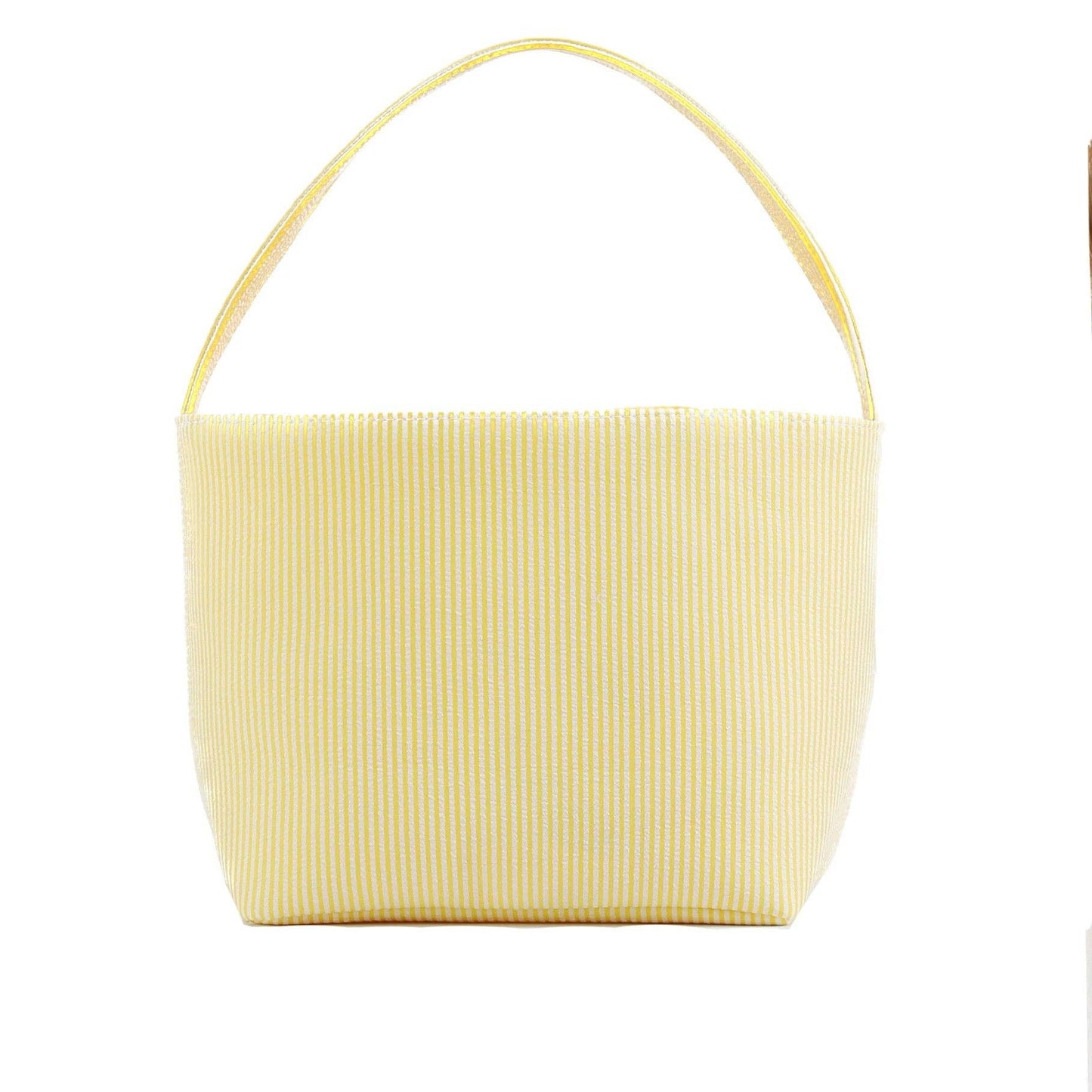 Love That Cotton - Gingham/Seersucker Bucket Bag - Easter Basket  with Egg Embroidery