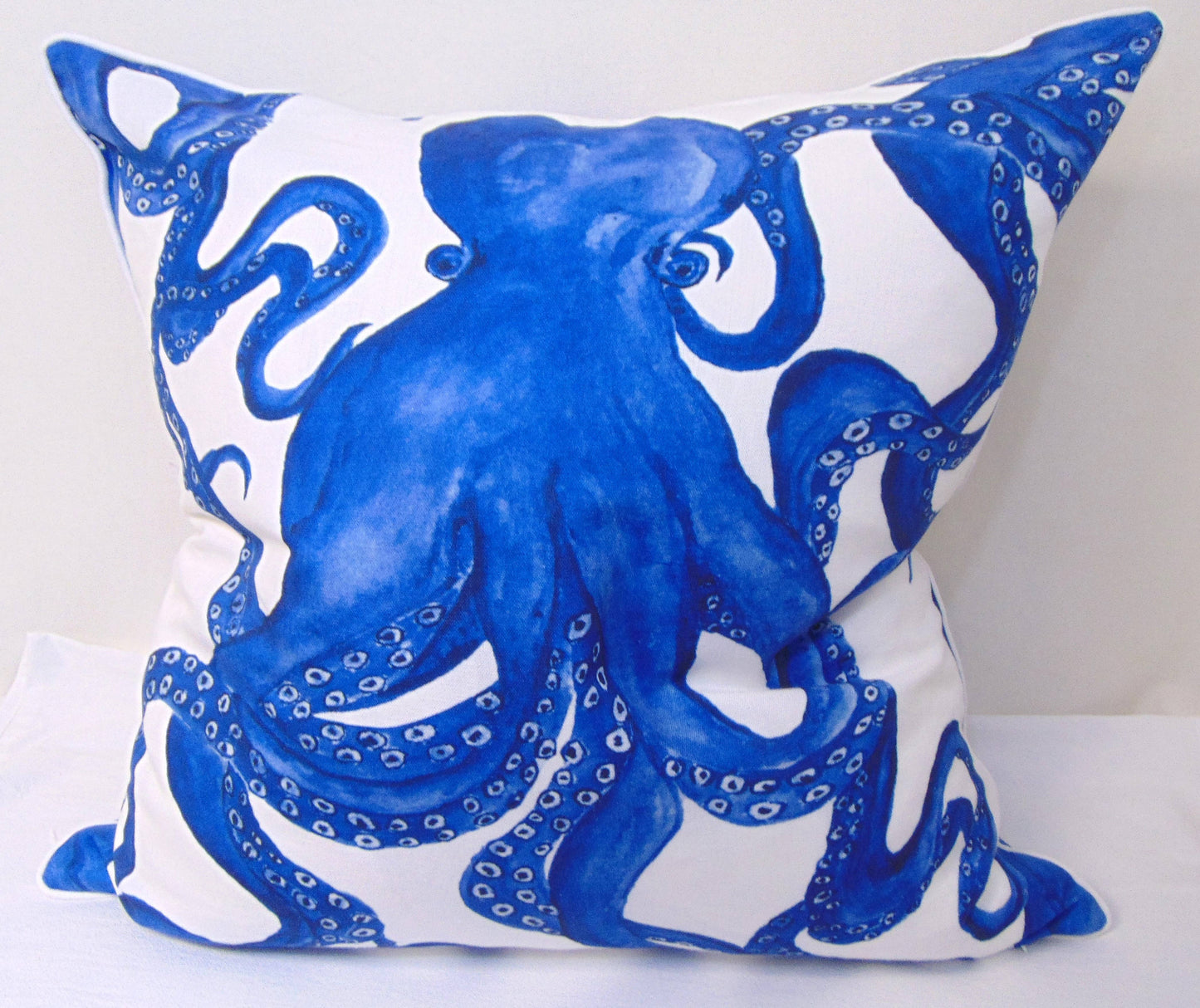 Lowcountry Linens - Limited Edition Octopus Blues Pillow Cover With Welt