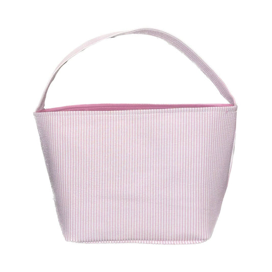 Love That Cotton - Gingham/Seersucker Bucket Bag - Easter Basket  with Egg Embroidery
