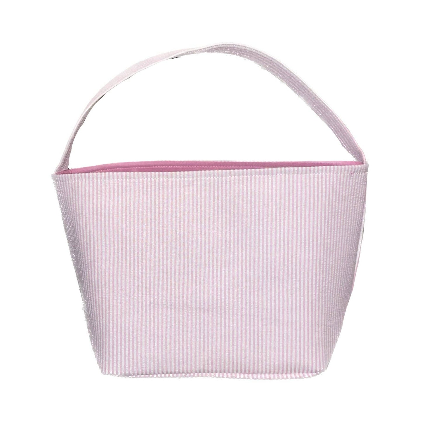 Love That Cotton - Gingham/Seersucker Bucket Bag - Easter Basket  with Egg Embroidery