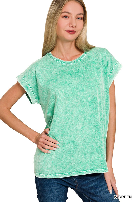 Zenana- Halo Washed Knit Tee
