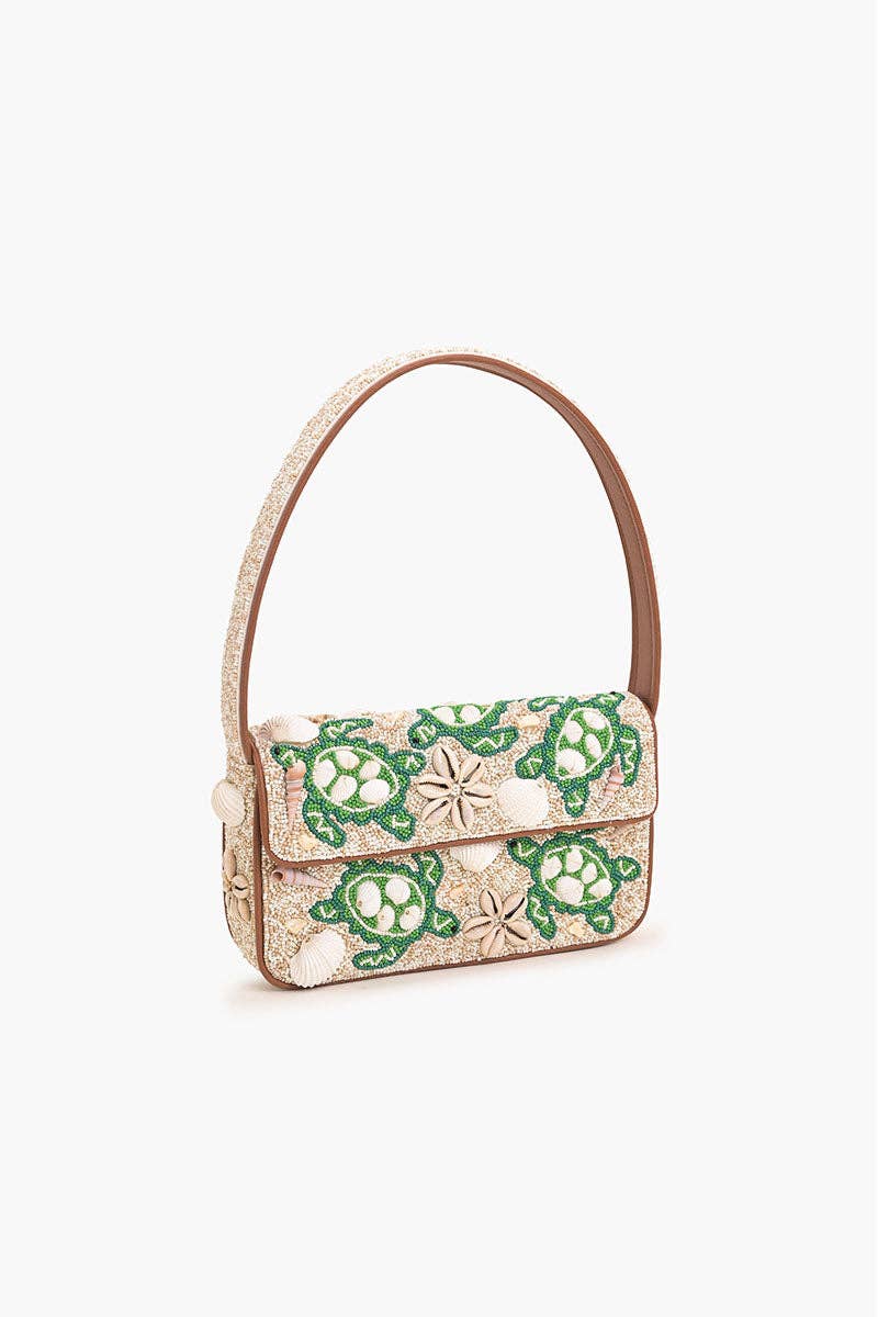 America & Beyond - Sea Turtle Shell Beaded Shoulder Bag