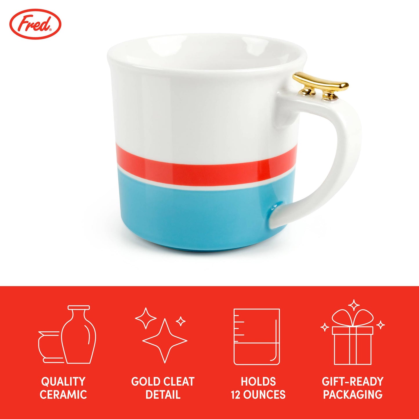 Fred & Friends - HIGH TIED Tea Mug - 12oz Ceramic Mug with Nautical Design