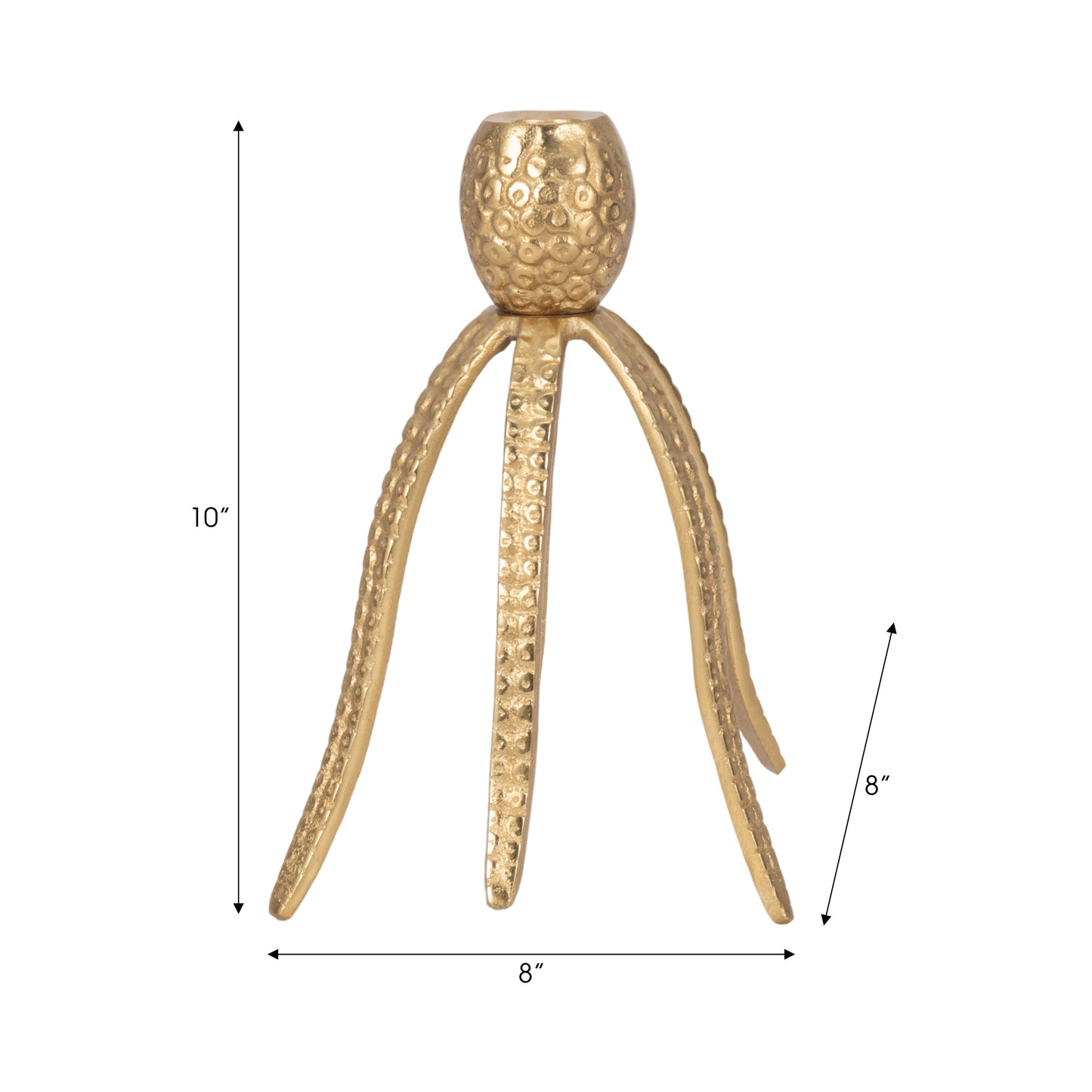 Sagebrook Home - Candle Holder - Gold Metal Coastal Octopus Taper, 10 in.