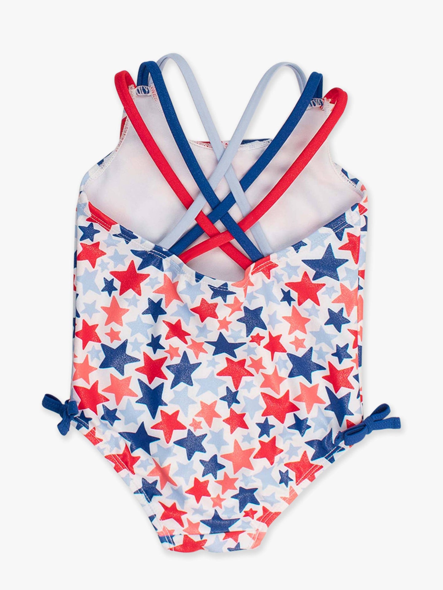 RuffleButts + RuggedButts - Girls Shimmer Star-Spangled Cross-Back One Piece Swimsuit