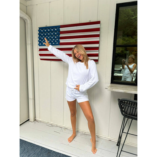 erin gray - Riviera Plush Toweling Shorts in White