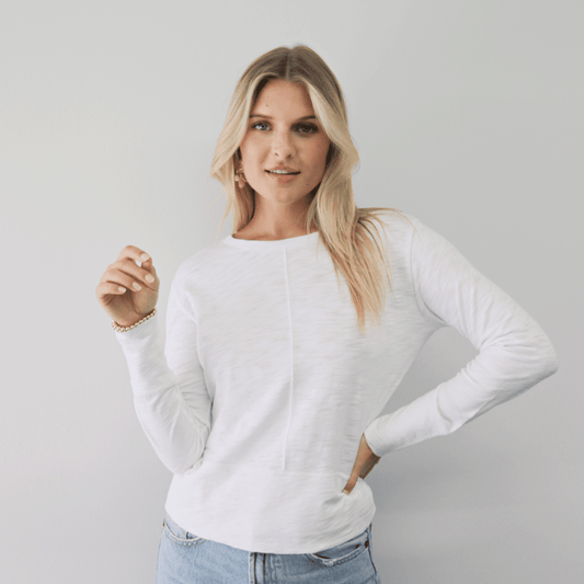erin gray - Celia Perfect Length Tee in White - Long Sleeve