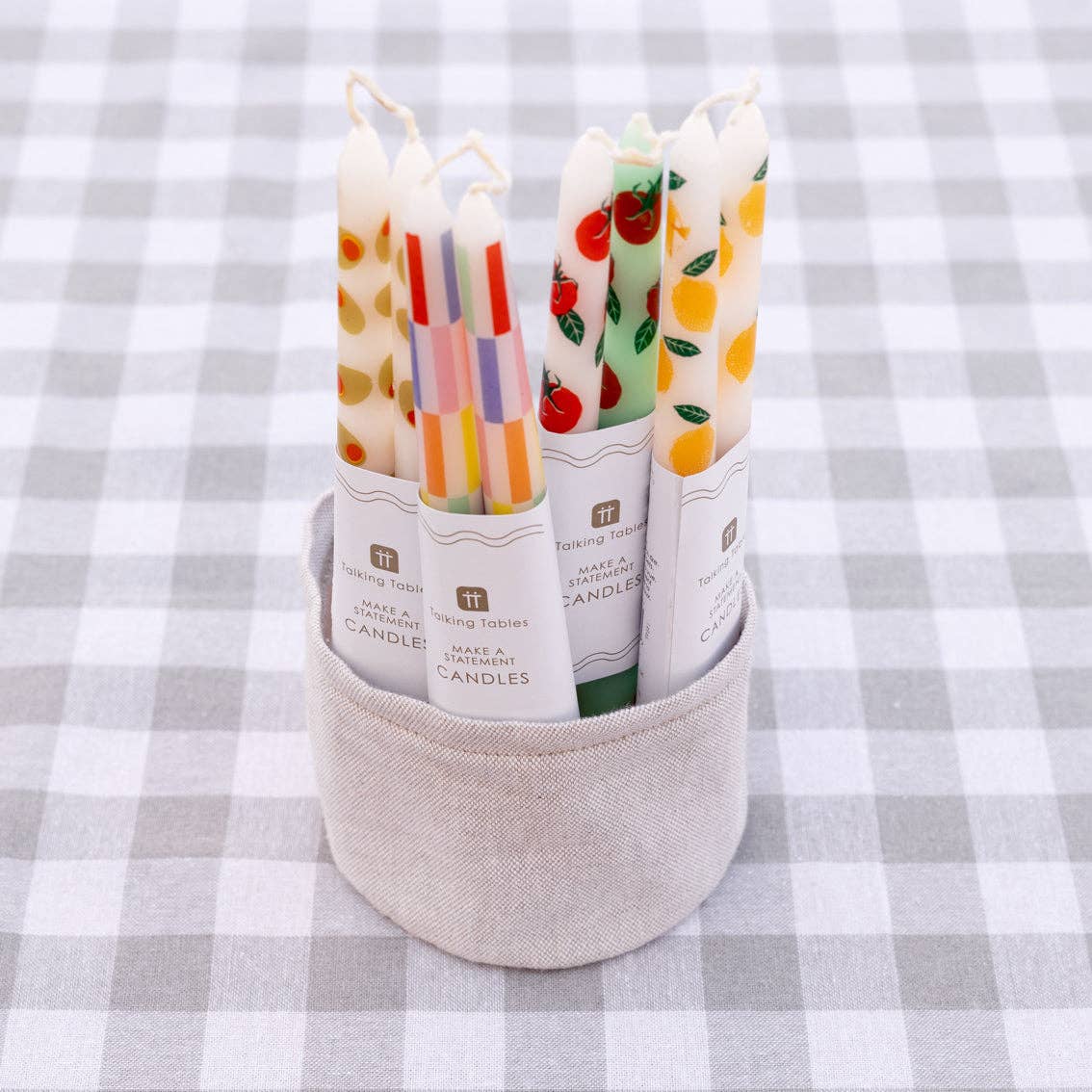 Multicolor Check Taper Candles - Thumbnail 2