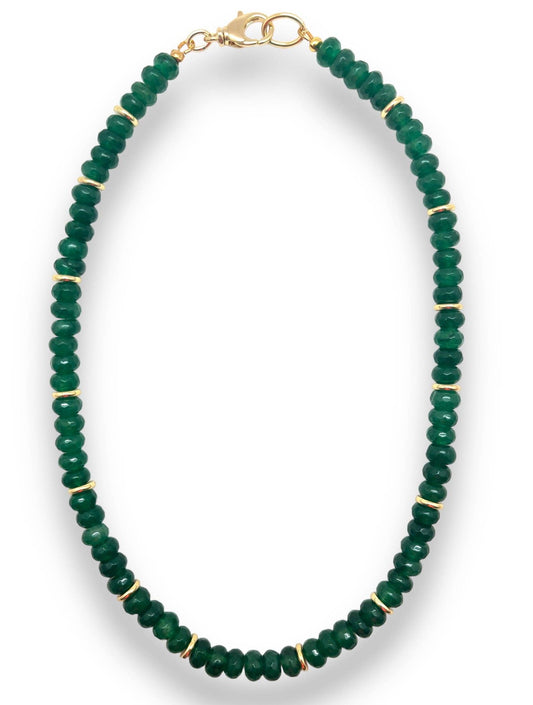 Shiver + Duke - Emerald Jade Beaded Necklace