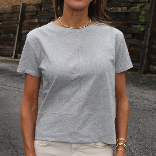 erin gray - Celia Perfect Length Tee in Light Heathered Gray - Short Sleeve