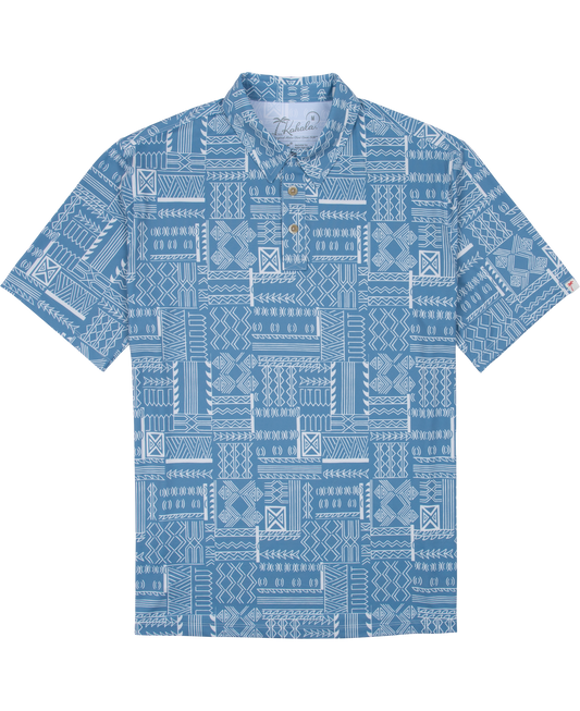Kahala- Tapa Vibes Knit Polo- Chambray