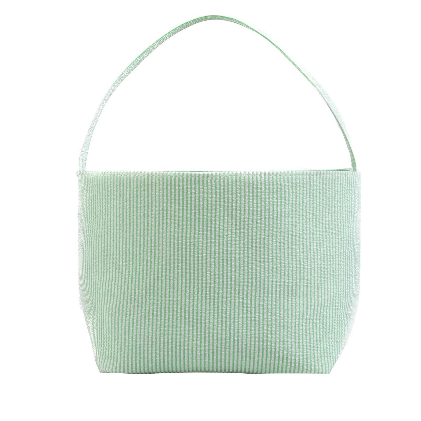 Love That Cotton - Gingham/Seersucker Bucket Bag - Easter Basket  with Egg Embroidery