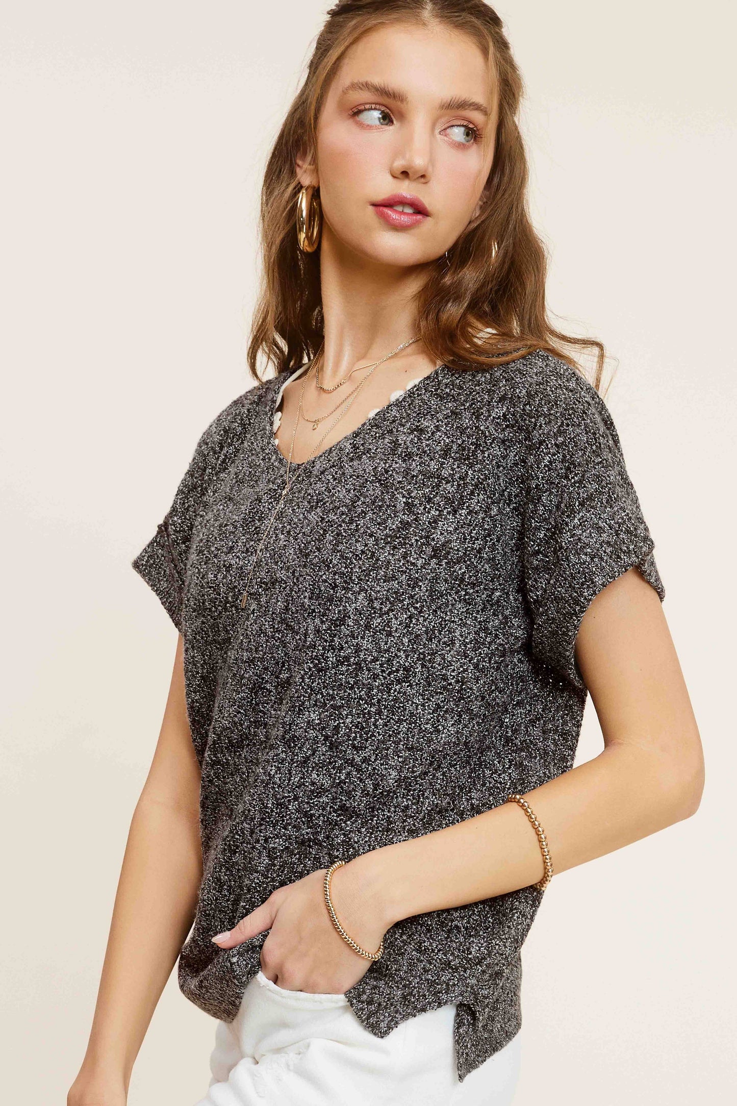 La Miel - Soft Lightweight Loose Fit Textured Pullover Sweater
