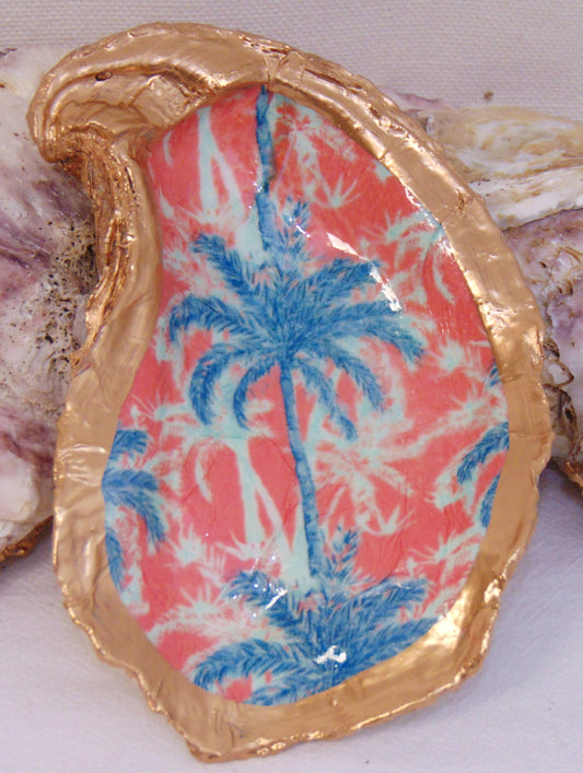 Lowcountry Linens - Designer Oyster Shell Bowl Palm Beach Coral