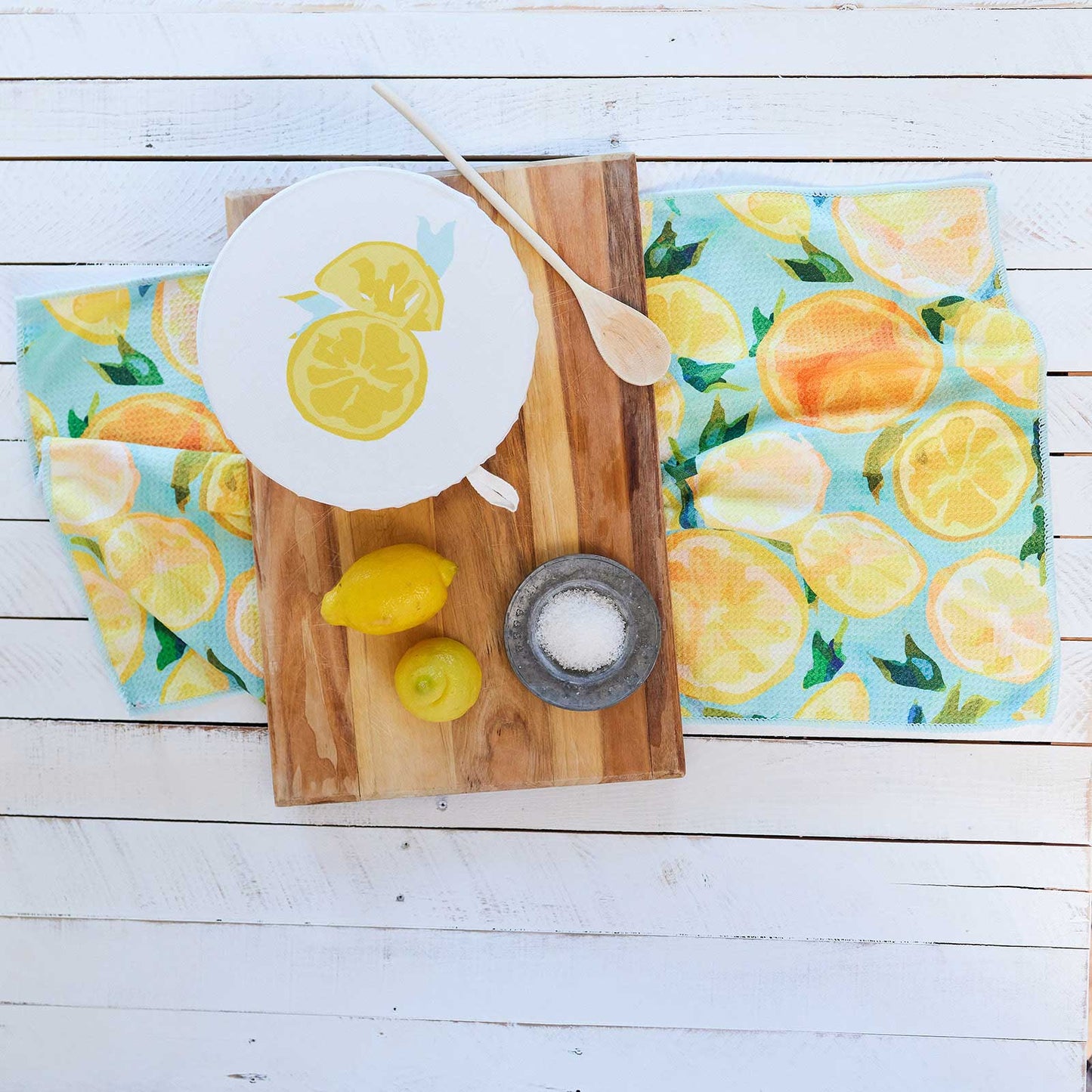rockflowerpaper - LEMON SLICES blu Kitchen Tea Towel