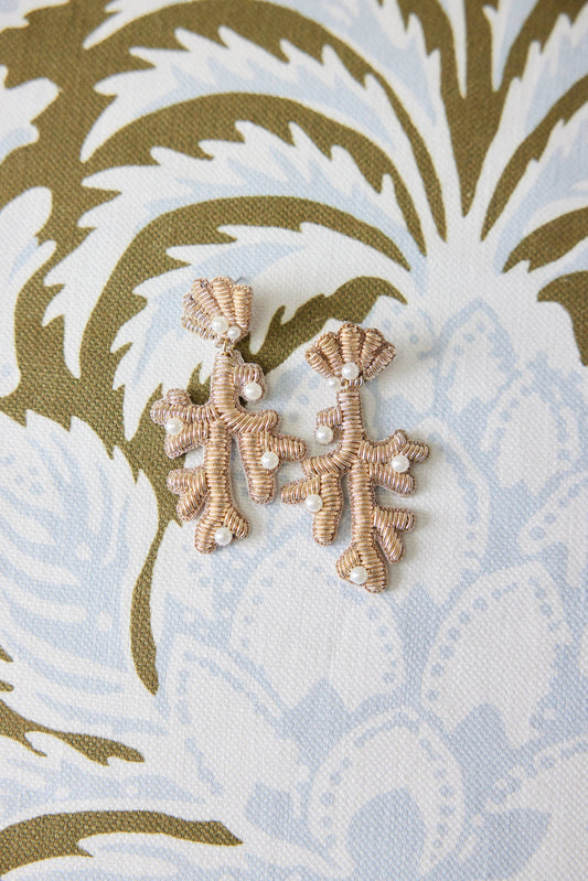 Beth Ladd Collections - Capri Coral Earrings in Gold