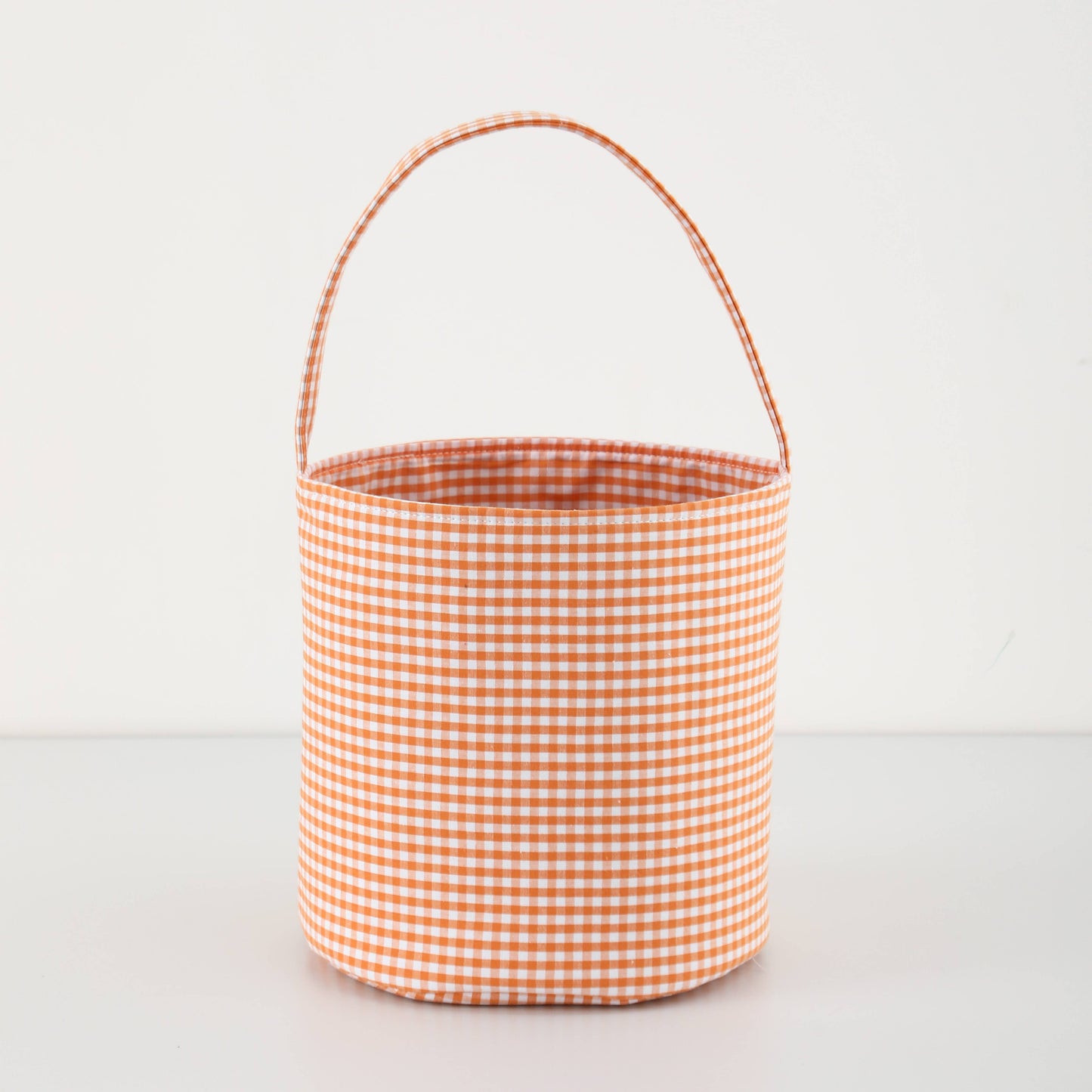 Love That Cotton - Gingham/Seersucker Bucket Bag - Easter Basket  with Egg Embroidery