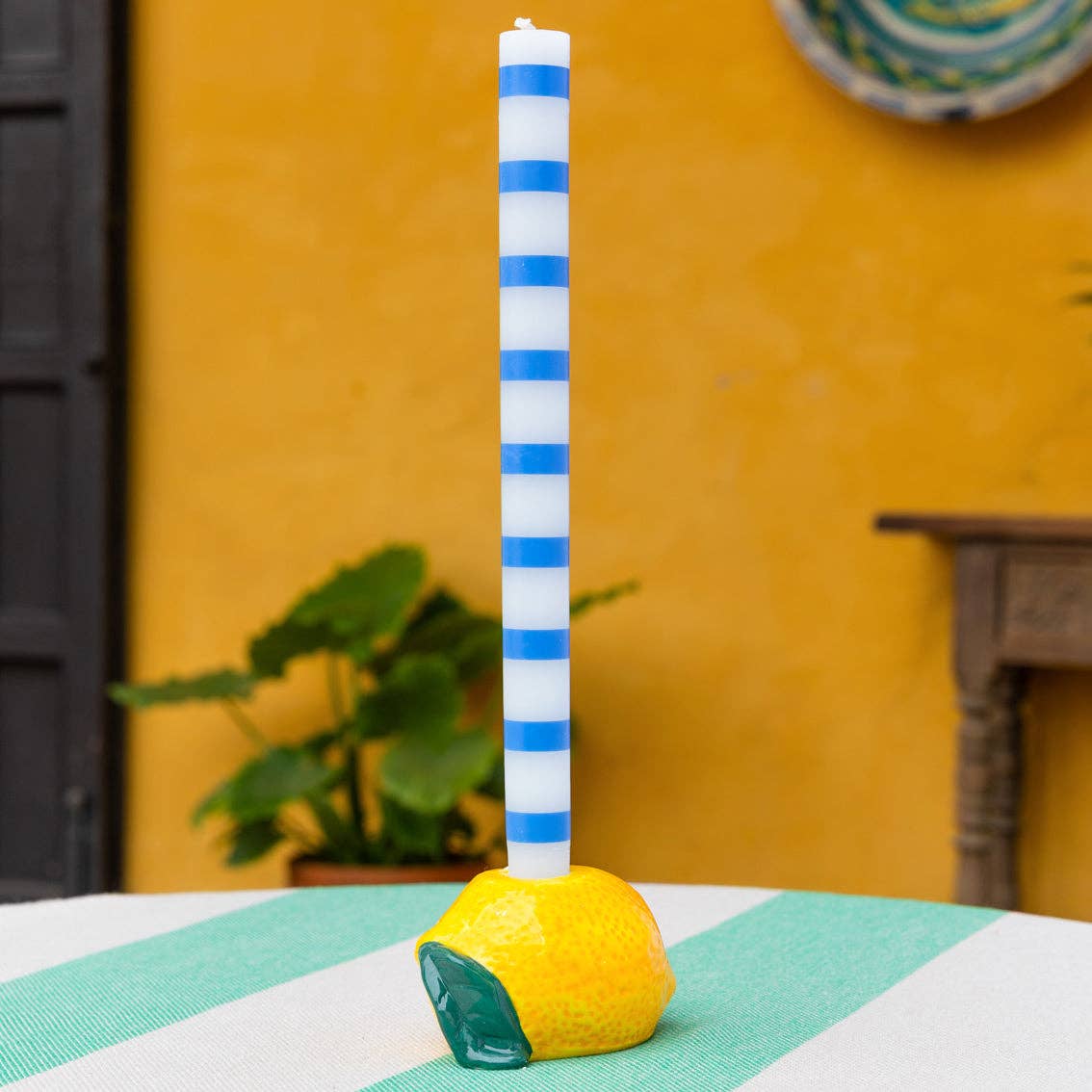 Talking Tables USA - Home, Party, Games and Seasonal Decor - Blue & White Stripe Dinner Candles - Display | Home Decor |