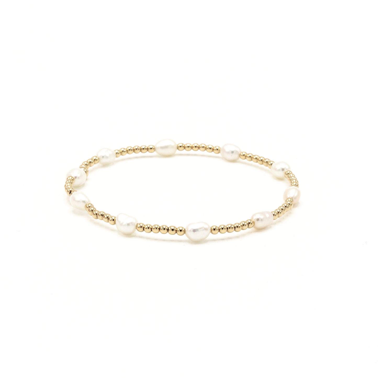 erin gray - Petite Patterned Rice Pearl Bracelet with 14k Gold-Filled Beads
