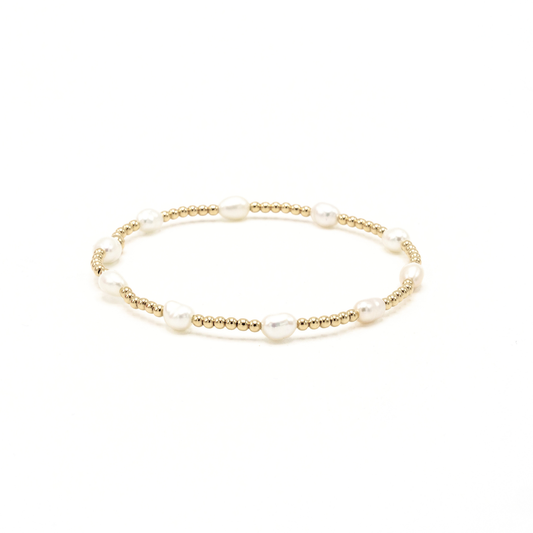 erin gray - Petite Patterned Rice Pearl Bracelet with 14k Gold-Filled Beads