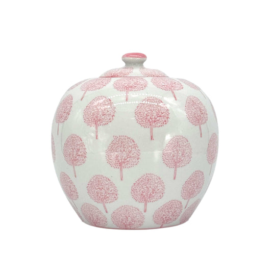 Galt International Company - Pink & White Floral Ceramic Chinoiserie Ginger Jar 8"