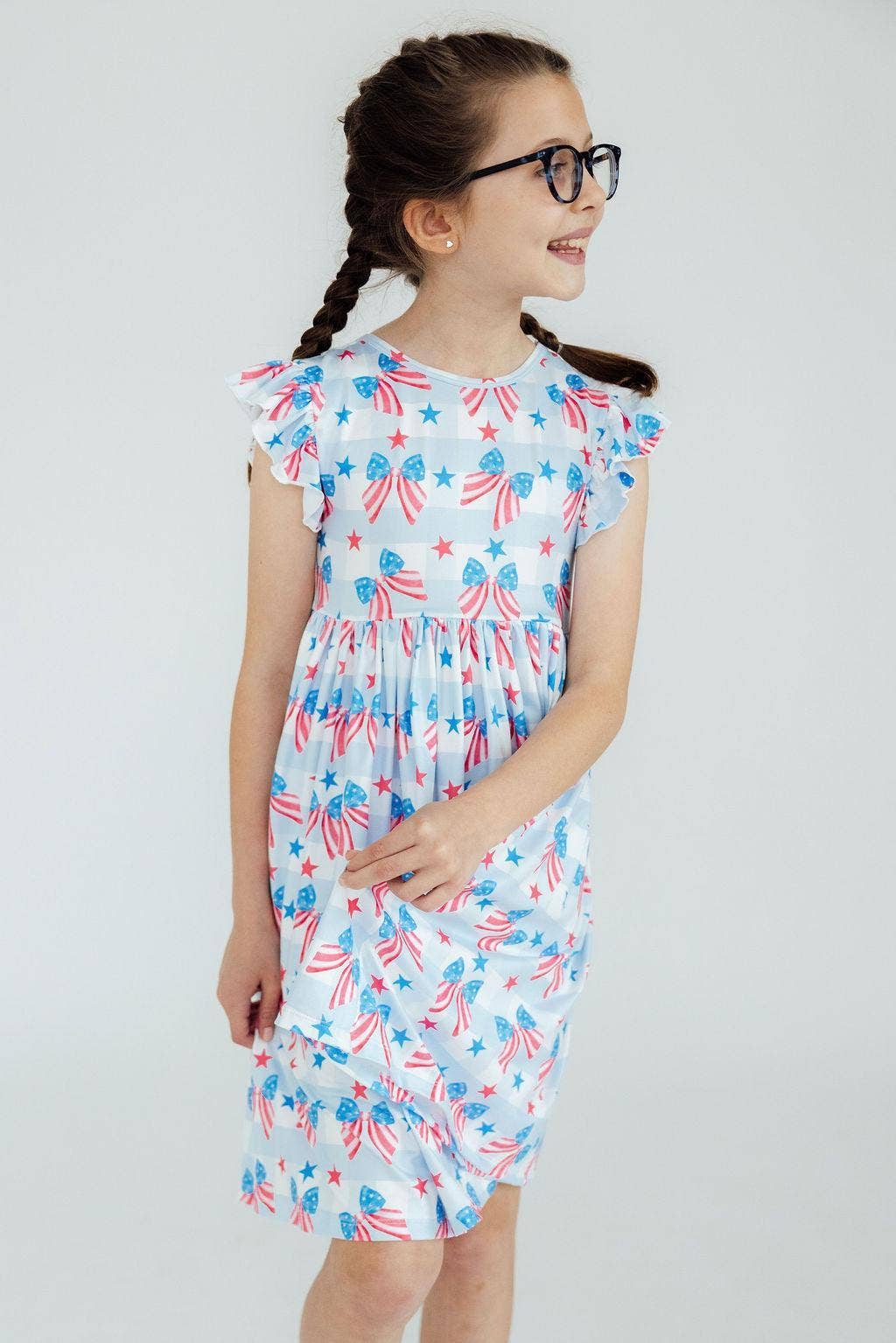 Mila & Rose - Red, White & Bows Flutter Sleeve Twirl Dress