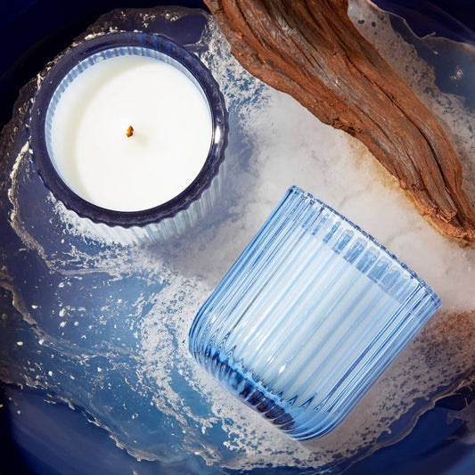 Hillhouse Naturals/Field+Fleur - Beach Wood 1 Wick Colored Glass Candle 8oz Ctn.6