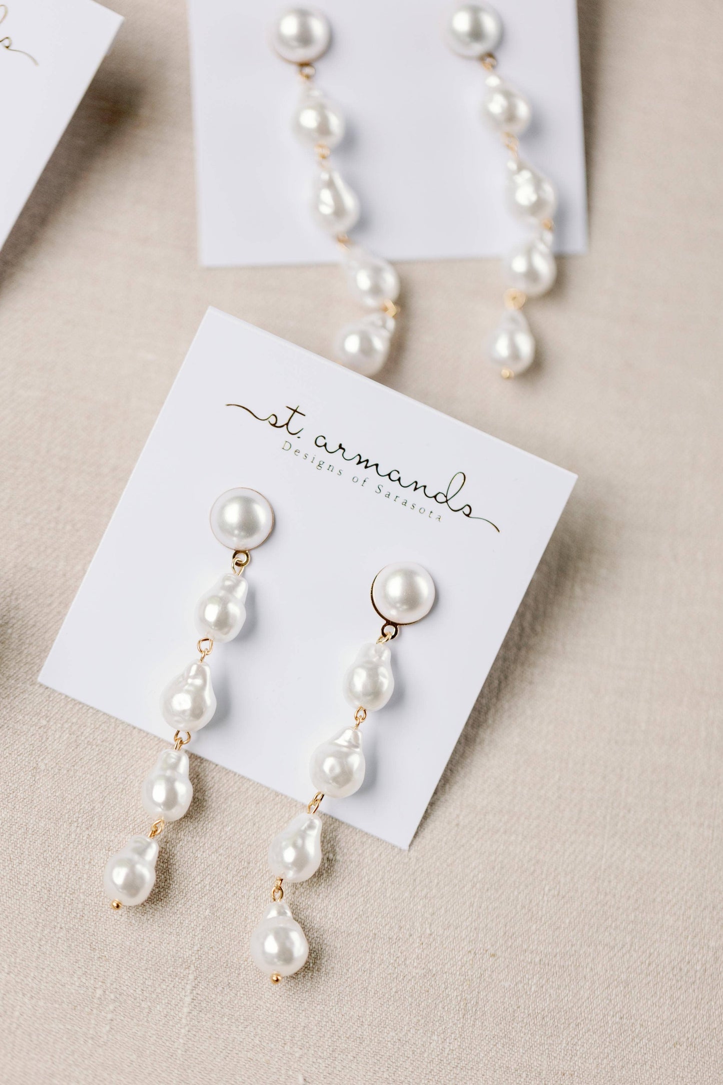 St. Armands Design of Sarasota- Natural Pearl Statement Drop Earrings