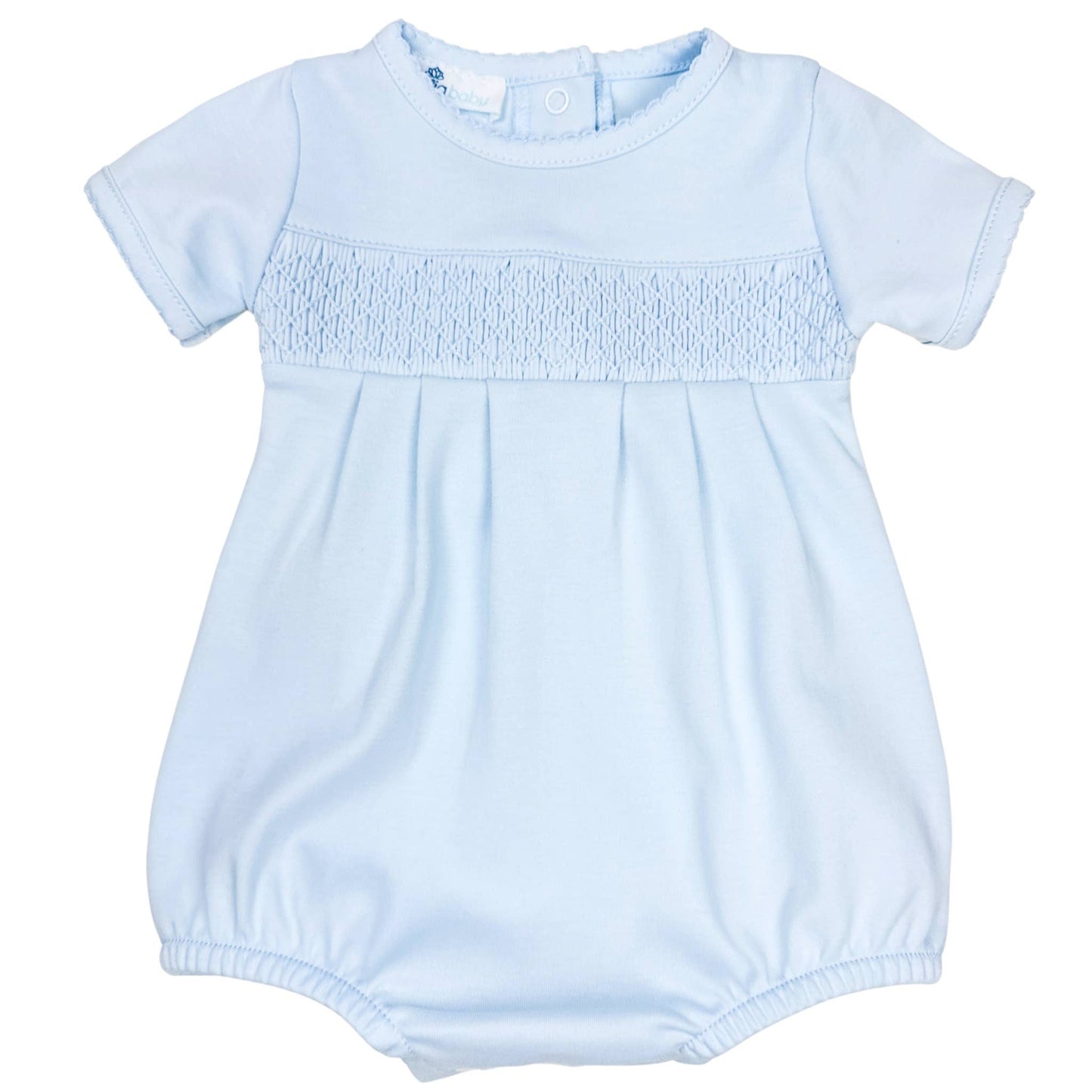 Magnolia Baby - Essentials Solid Smocked Baby Bubble - Blue