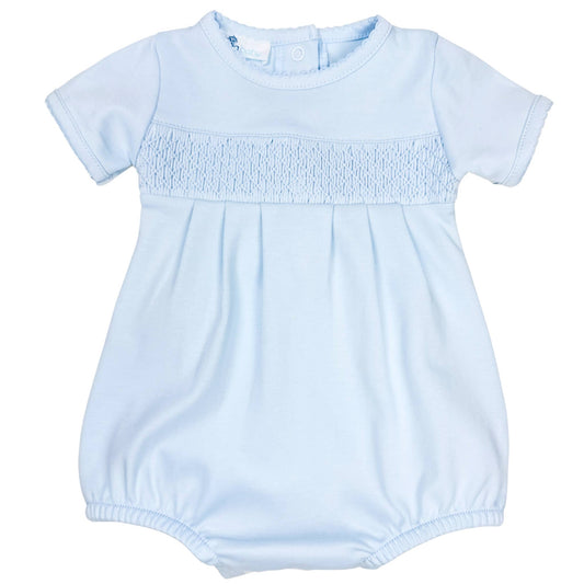 Magnolia Baby - Essentials Solid Smocked Baby Bubble - Blue