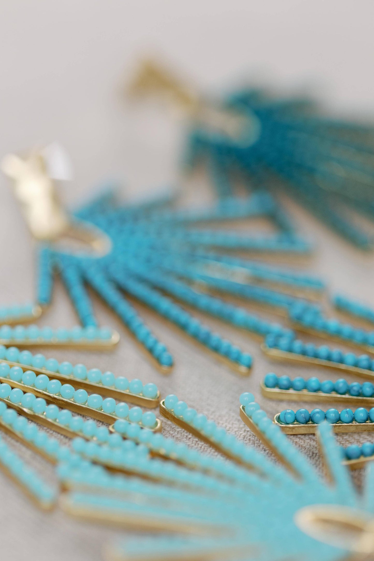 St Armands Designs of Sarasota - Light Turquoise Sunburst Statement Drop Earrings