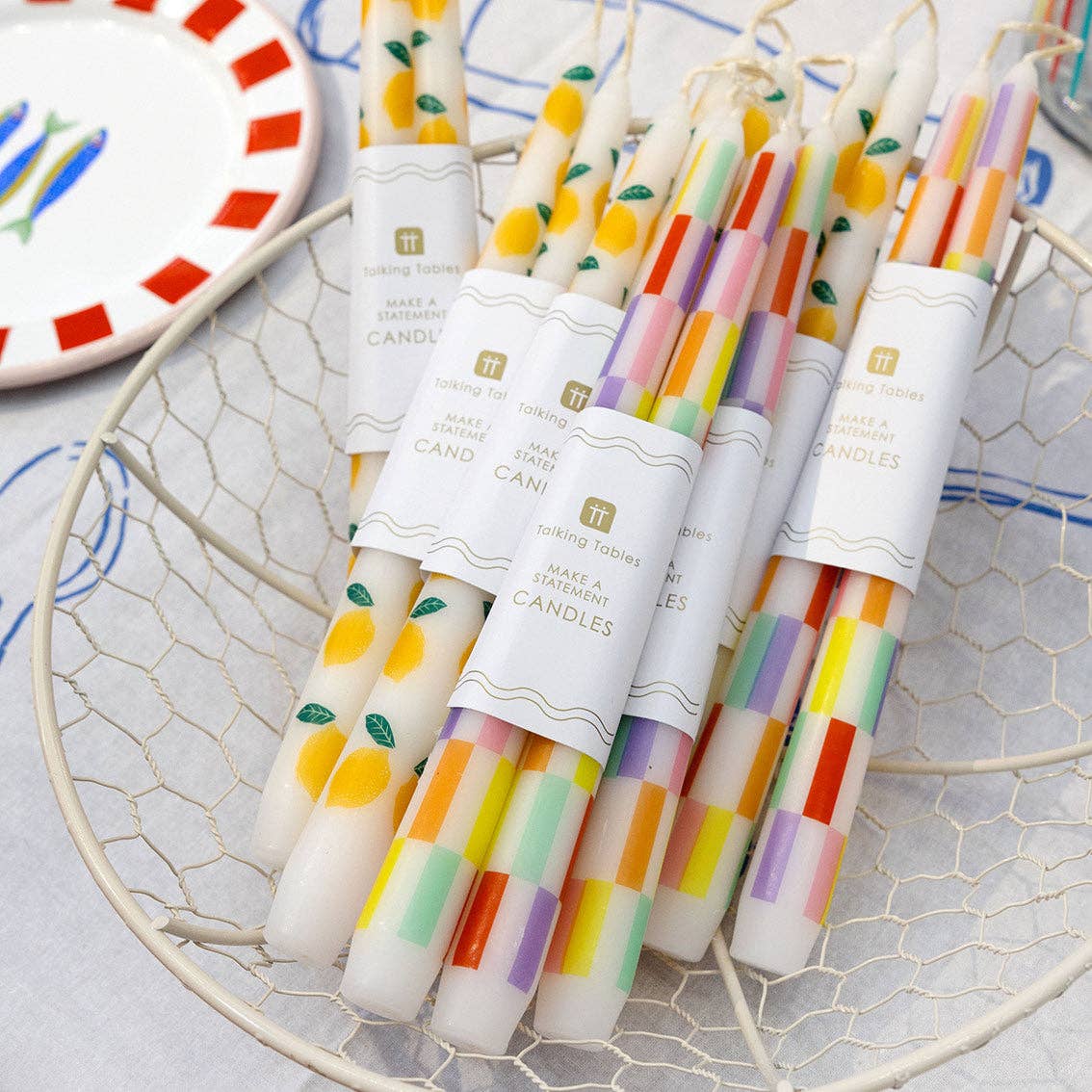 Multicolor Check Taper Candles - Thumbnail 5