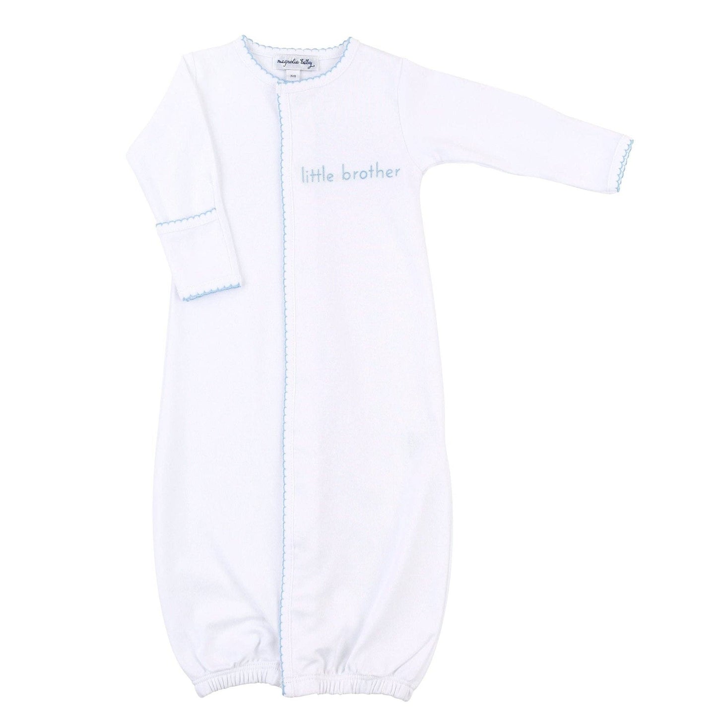 Magnolia Baby - Little Brother Embroidered Baby Converter Gown