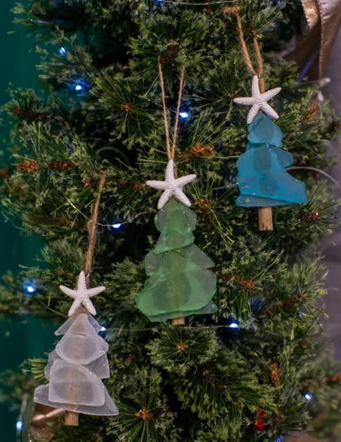Mini Tree Sea Glass Christmas Ornament
