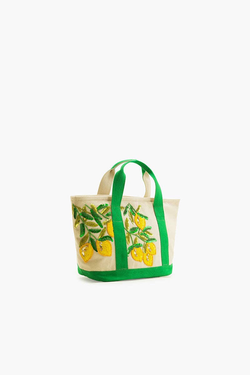 America & Beyond - Sicilian Lemon Hand-Beaded Small Boat Tote