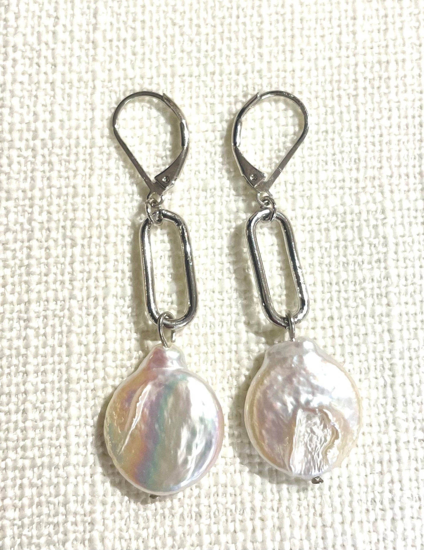 Studio G - Paperclip and Coin Pearl Drop Dangle Earrings