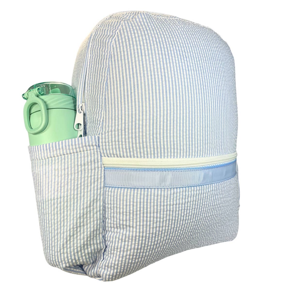 Mint - Baby Blue Seersucker Medium Backpack w/ Pocket | Mint