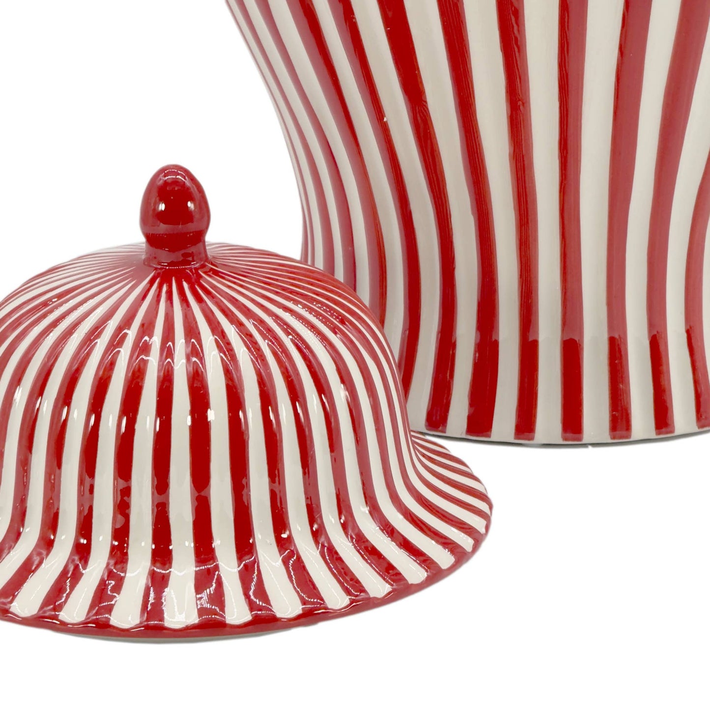 Galt International Company - Red & White Candy Cane Striped Ceramic Vase 18"