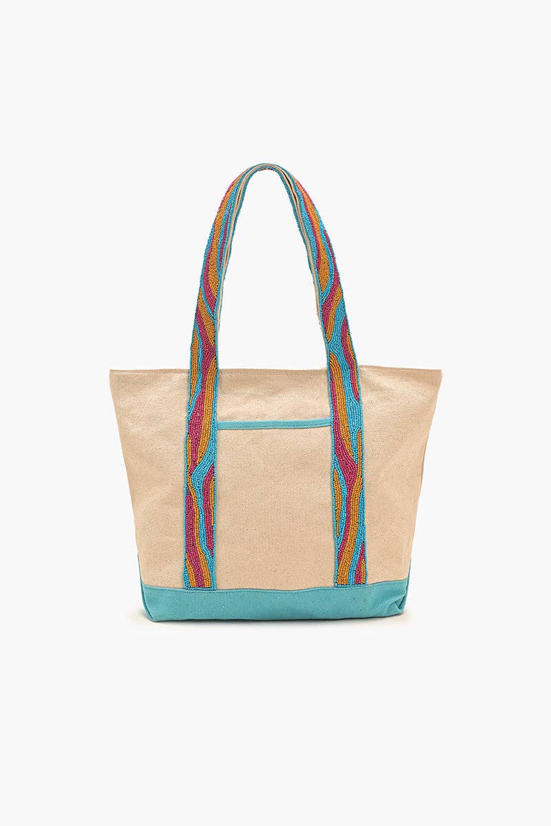 America & Beyond - Colorful Fish Beaded Boat Tote