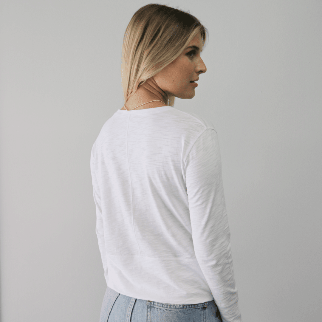 erin gray - Celia Perfect Length Tee in White - Long Sleeve
