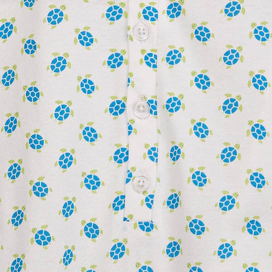 Feather Baby - Henley Romper-Sea Turtle Tango Blue- Pima Cotton Baby Outfit