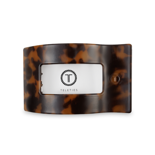 TELETIES - Flat Rectangle Hair Clip | Medium | Tortoise