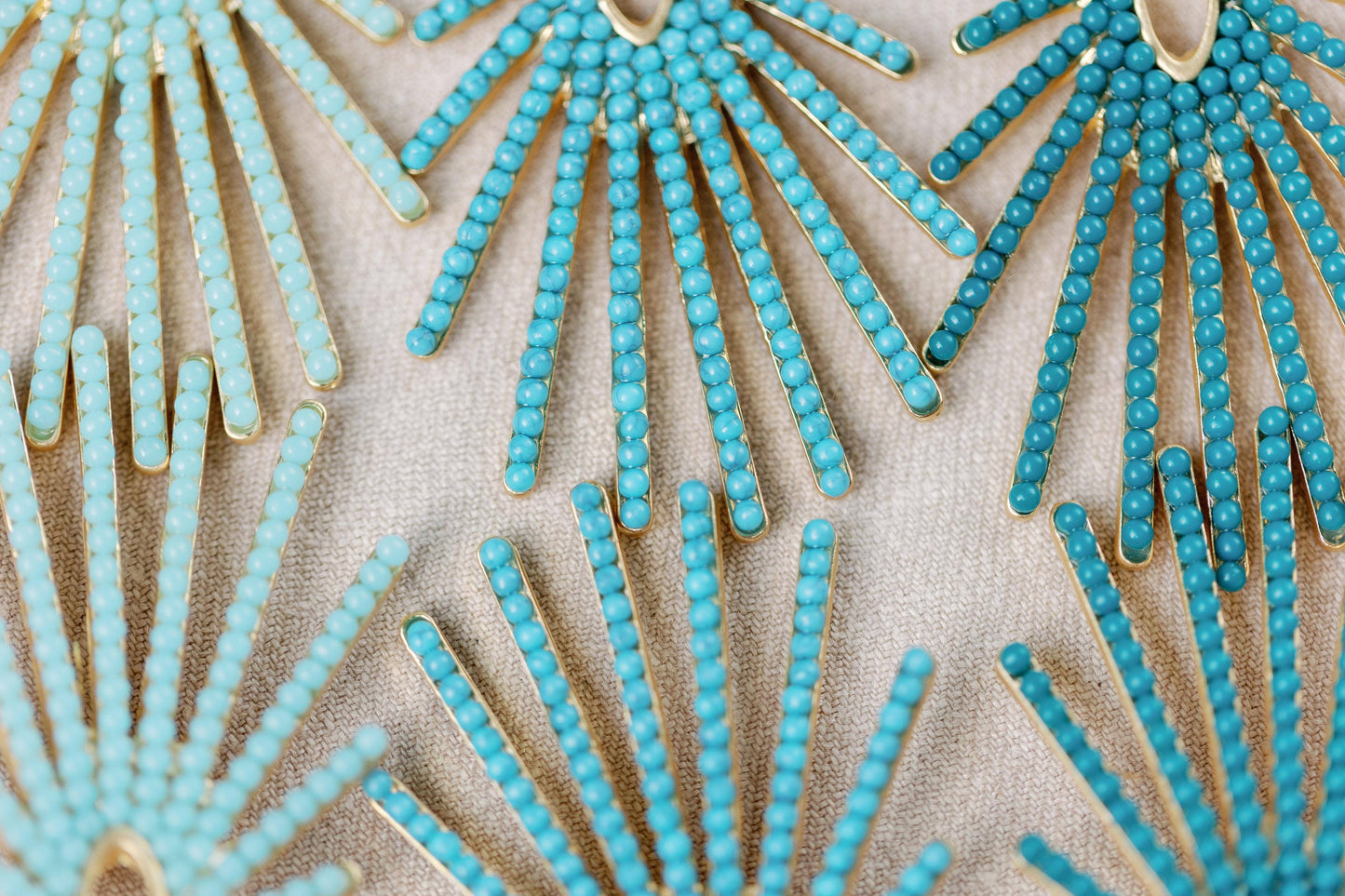 St Armands Designs of Sarasota - Light Turquoise Sunburst Statement Drop Earrings