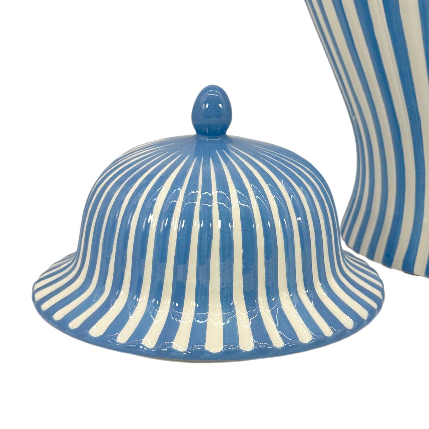 Galt International Company - Blue & White Candy Cane Striped Ceramic Vase 18"