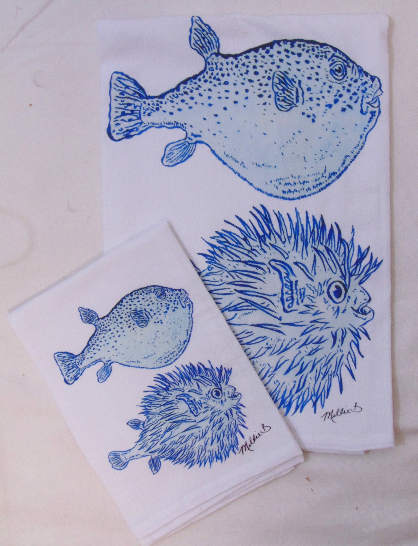 Lowcountry Linens - Limited Edition Puffer Fish Flour Sack Napkins
