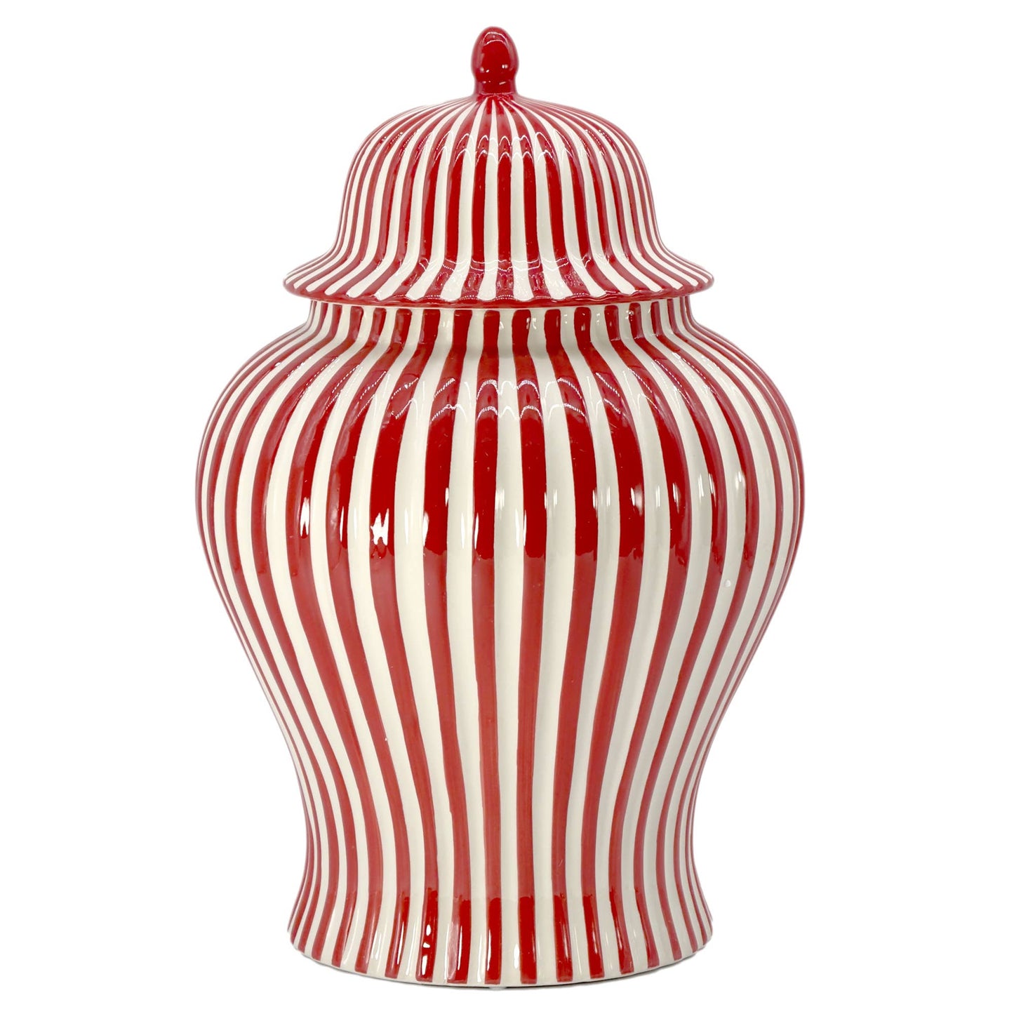 Galt International Company - Red & White Candy Cane Striped Ceramic Vase 18"